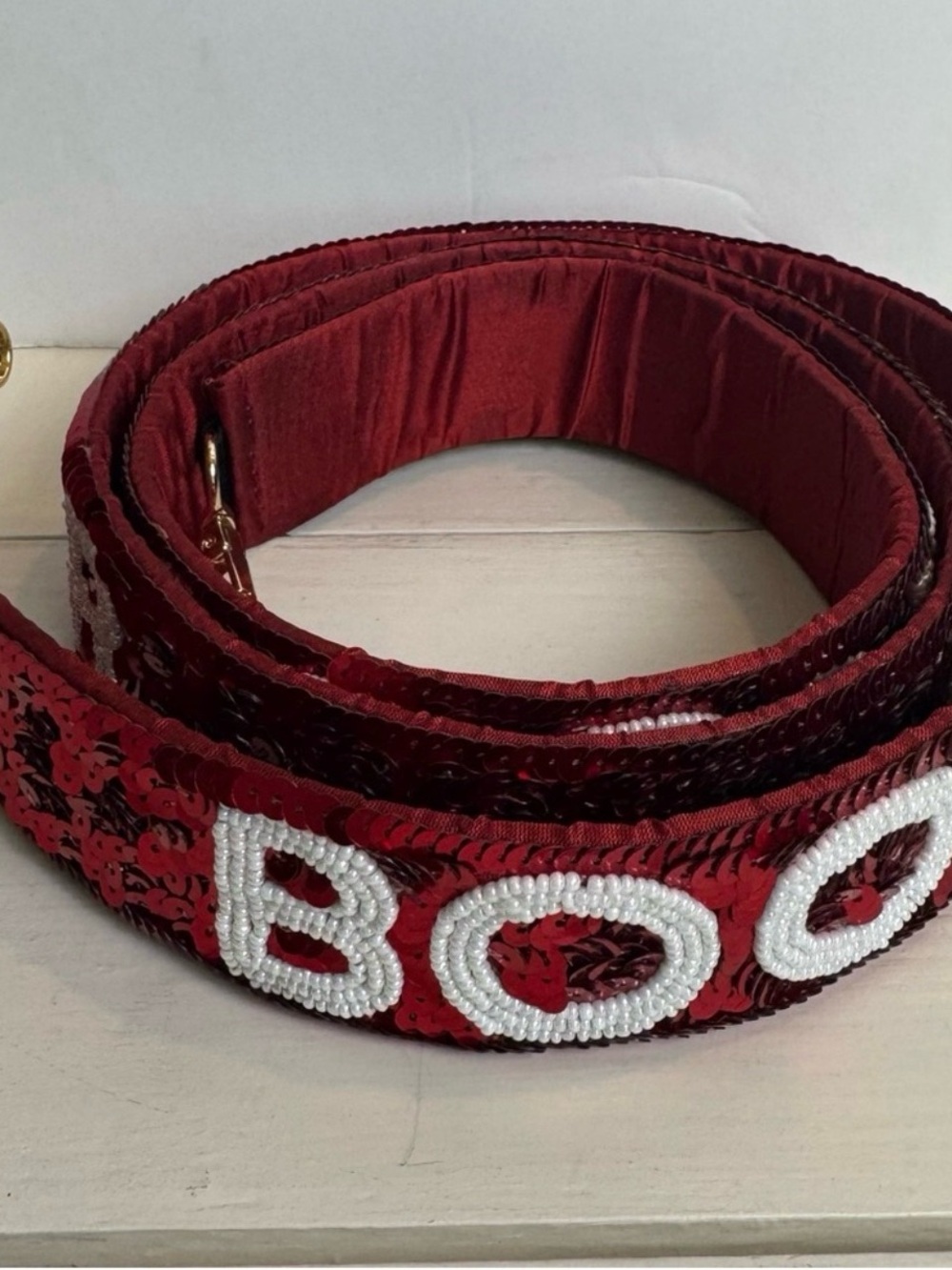 Oklahoma University OU Boomer Sooner Sequin and Beaded Clear
Stadium Bag Strap